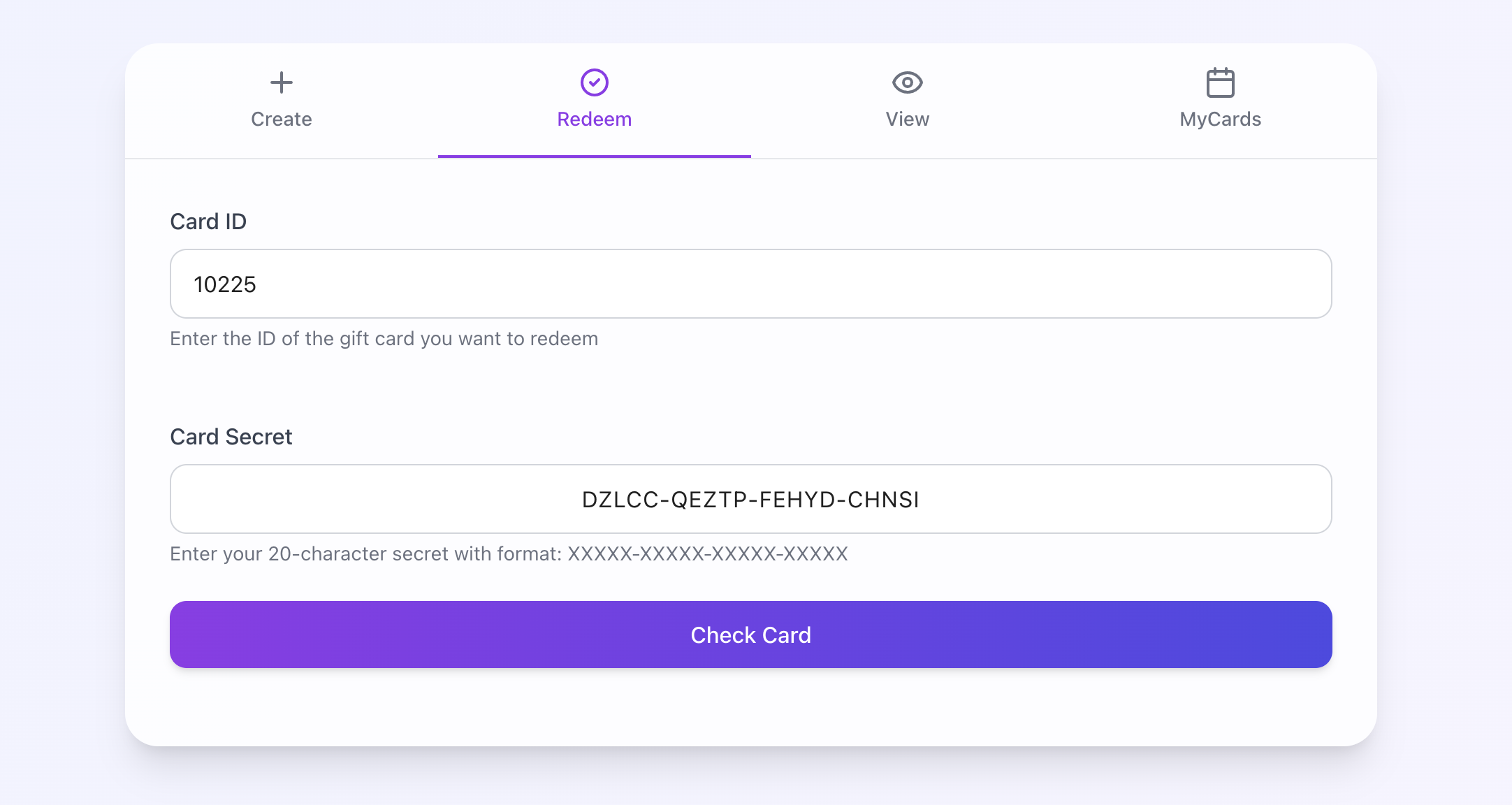 Enter Card Info