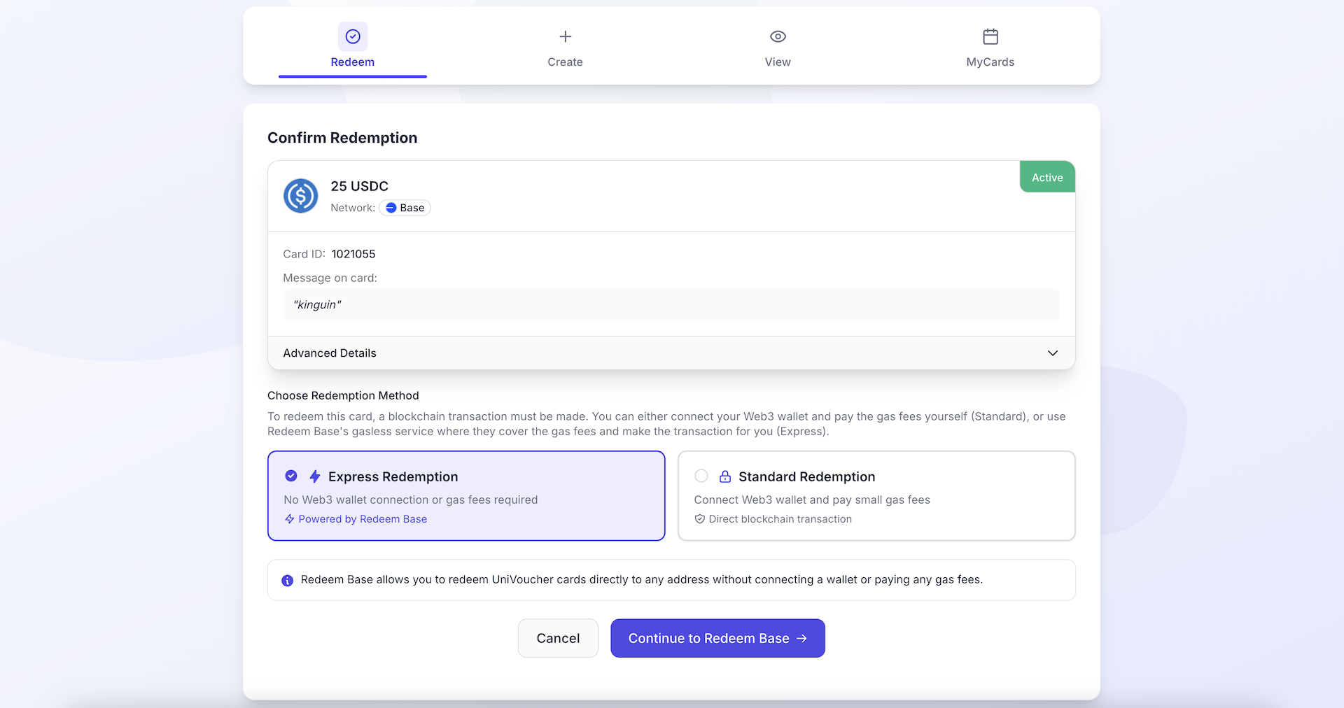Redeem Base (express)