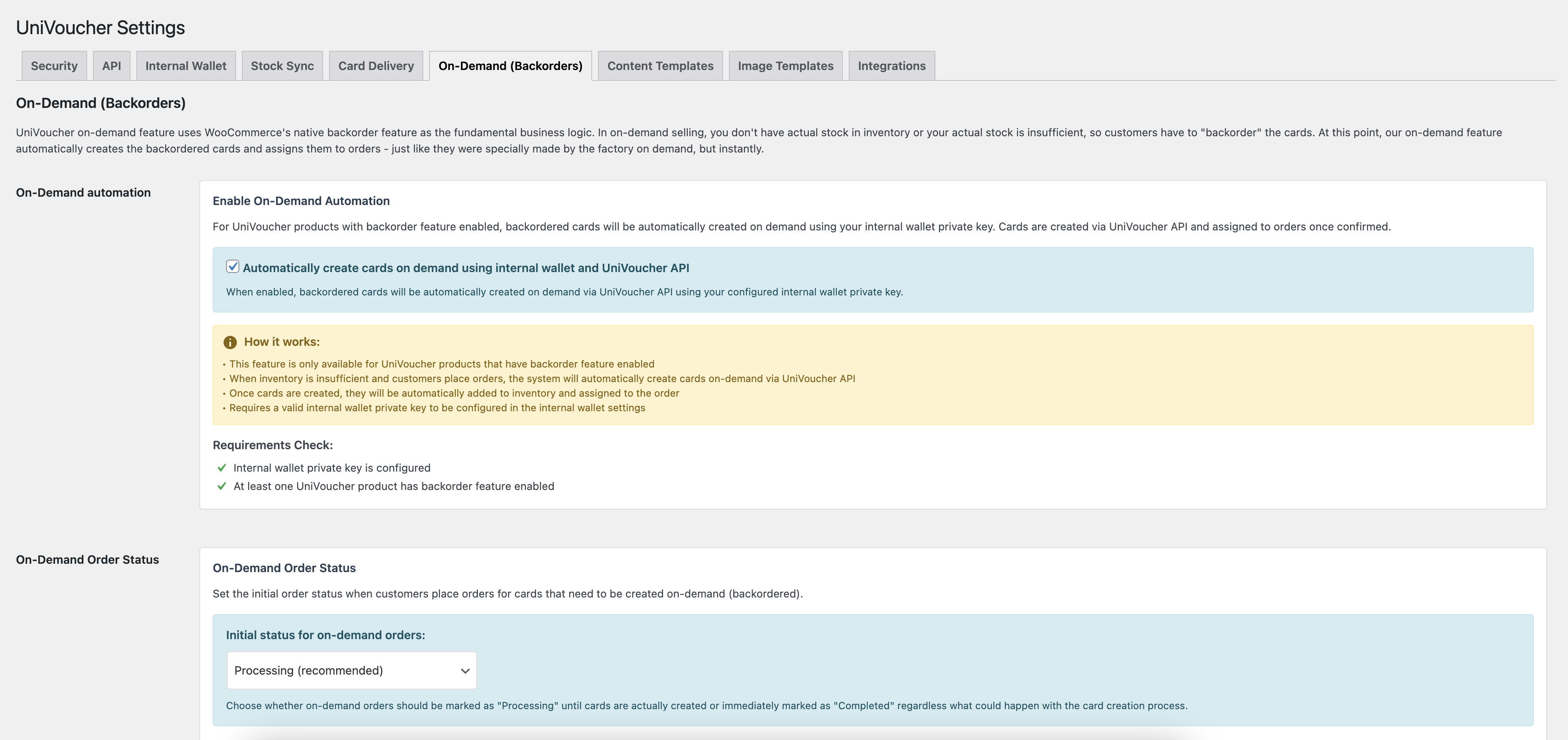 On-Demand Settings